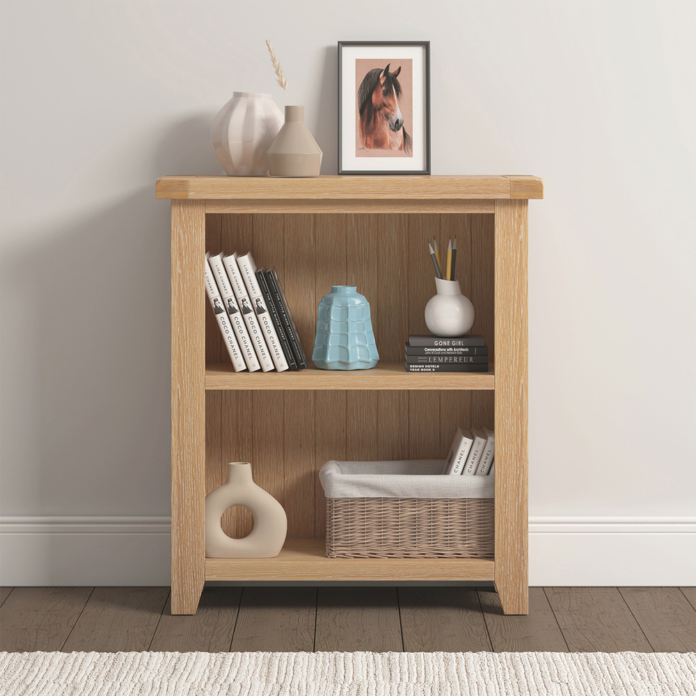 Seconique Windsor 2 Shelf Natural Oak Low Bookcase Image 7