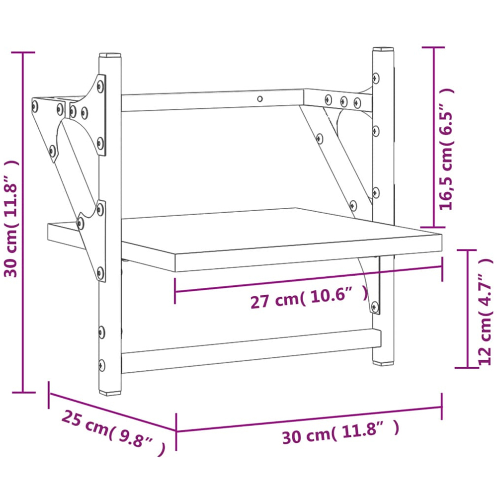 vidaXL 30cm Set of 2 Black Floating Wall Shelf with Bar Image 8