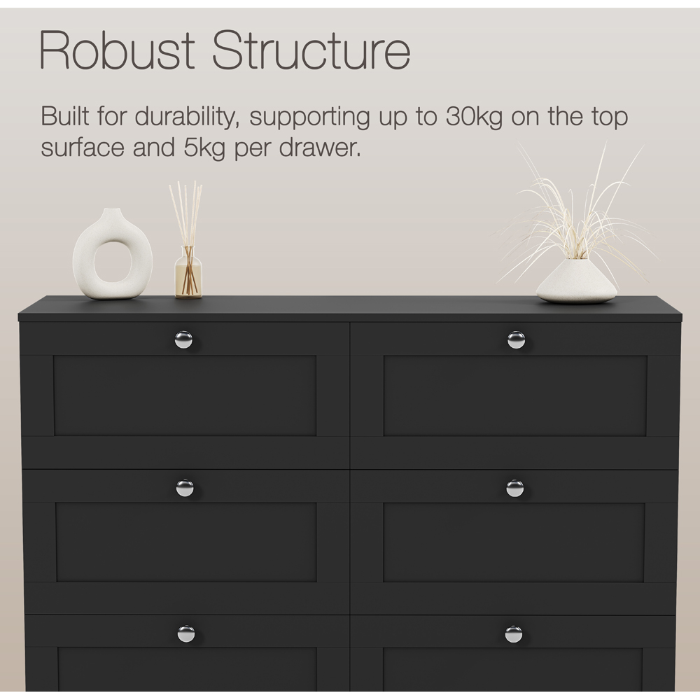 VIDA DESIGNS Altino 8 Drawer Black Shaker-Style Chest of Drawers Image 6