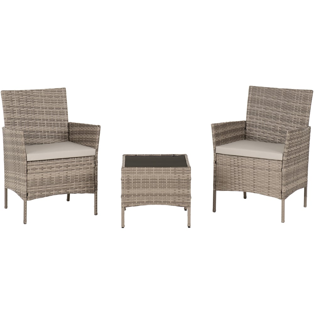 Seconique Willow 2 Seater Grey Fabric Rattan Black Glass Garden Set Image 3