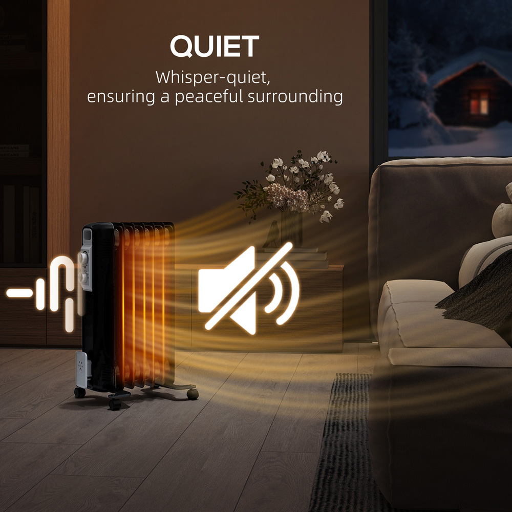 HOMCOM 7 Fin Black Oil Filled Heater Radiator 1500W Image 7