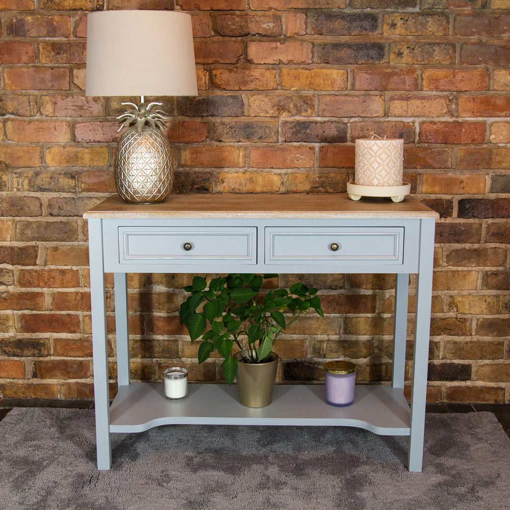 Charles Bentley Loxley 2 Drawers Grey Console Table Image 1