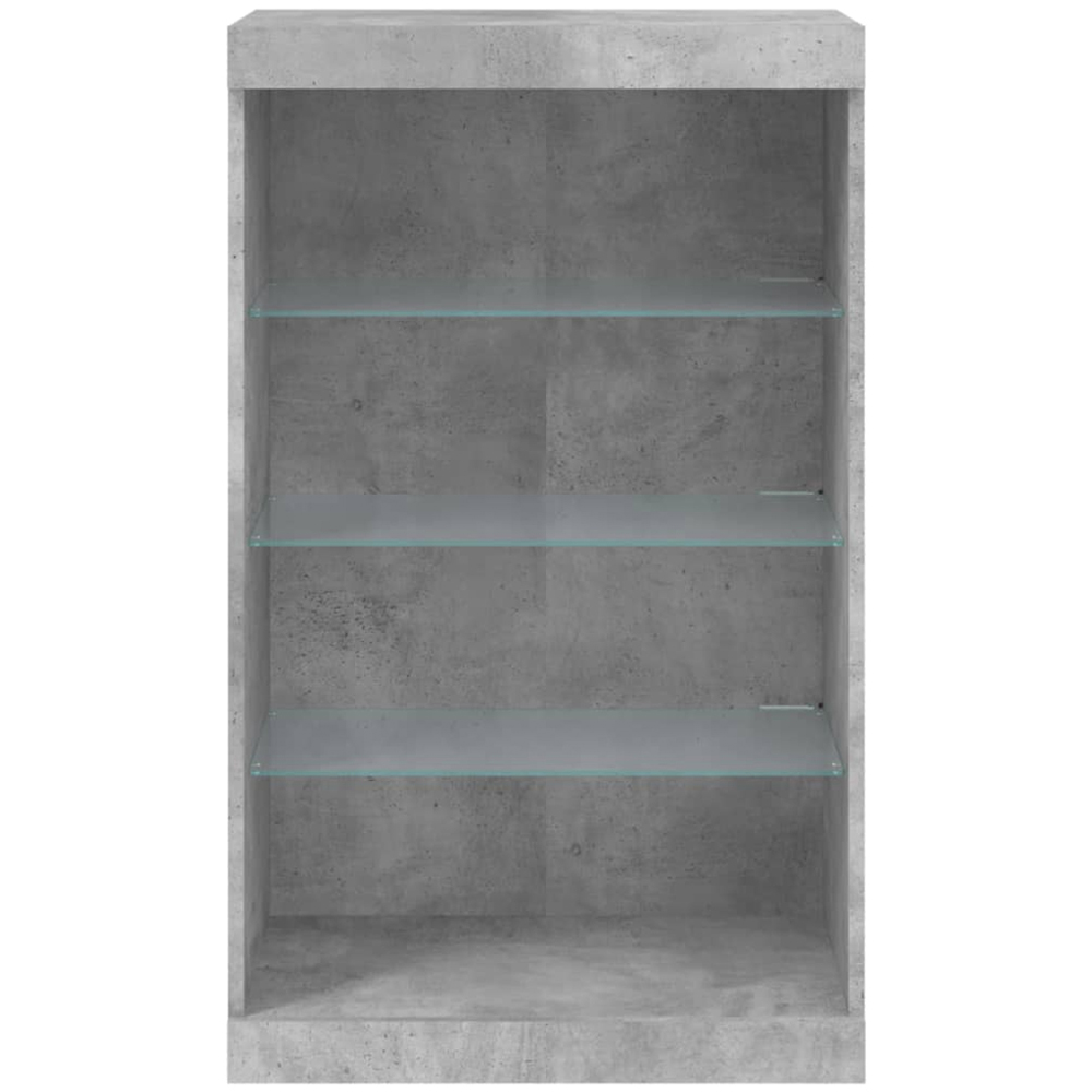 vidaXL 4 Shelf Concrete Grey Wooden Sideboard with LED Lights Image 4