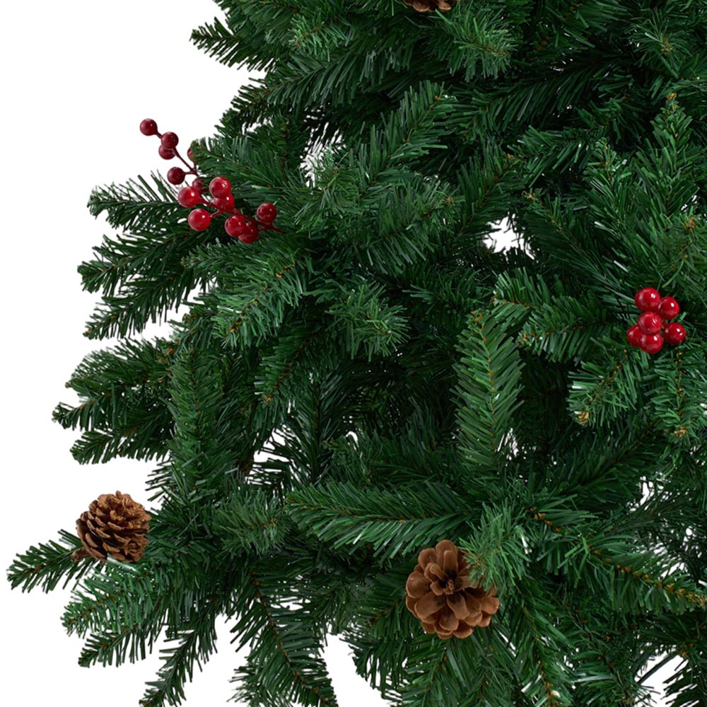 Living and Home Artificial Christmas Tree with Pine Cones and Red Berries 6ft Image 2