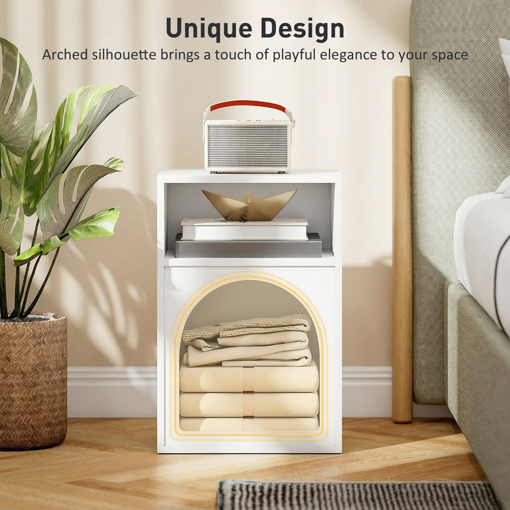 HOMCOM 2 Compartment White Bedside Table Image 7