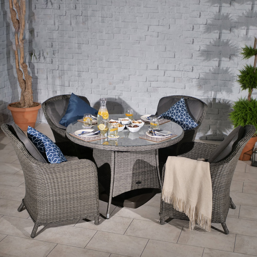 Royalcraft Paris 4 Seater Imperial Round Dining Set Grey Image 1