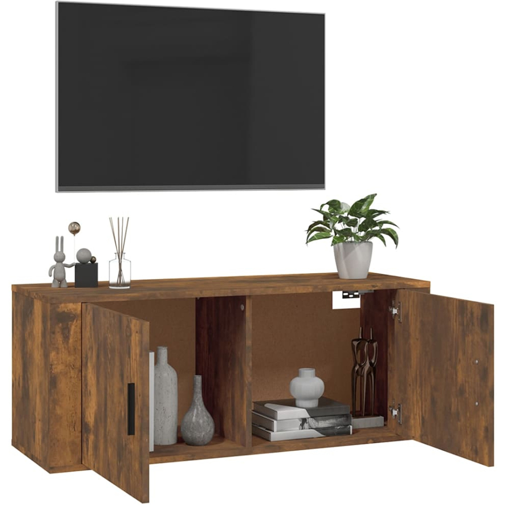 vidaXL 2 Door Smoked Oak Wide Wall Mounted TV Cabinet Image 5