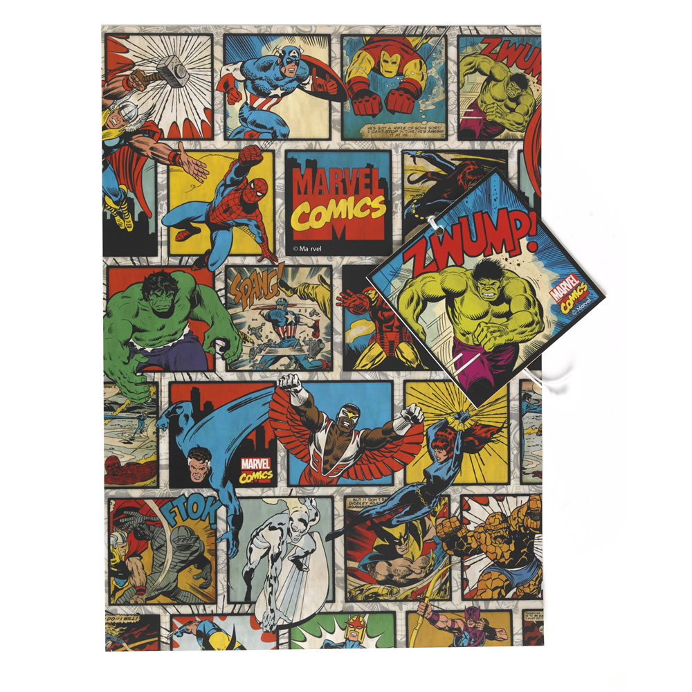 Marvel Gift Wrap 2 Sheets and 2 Tags Image