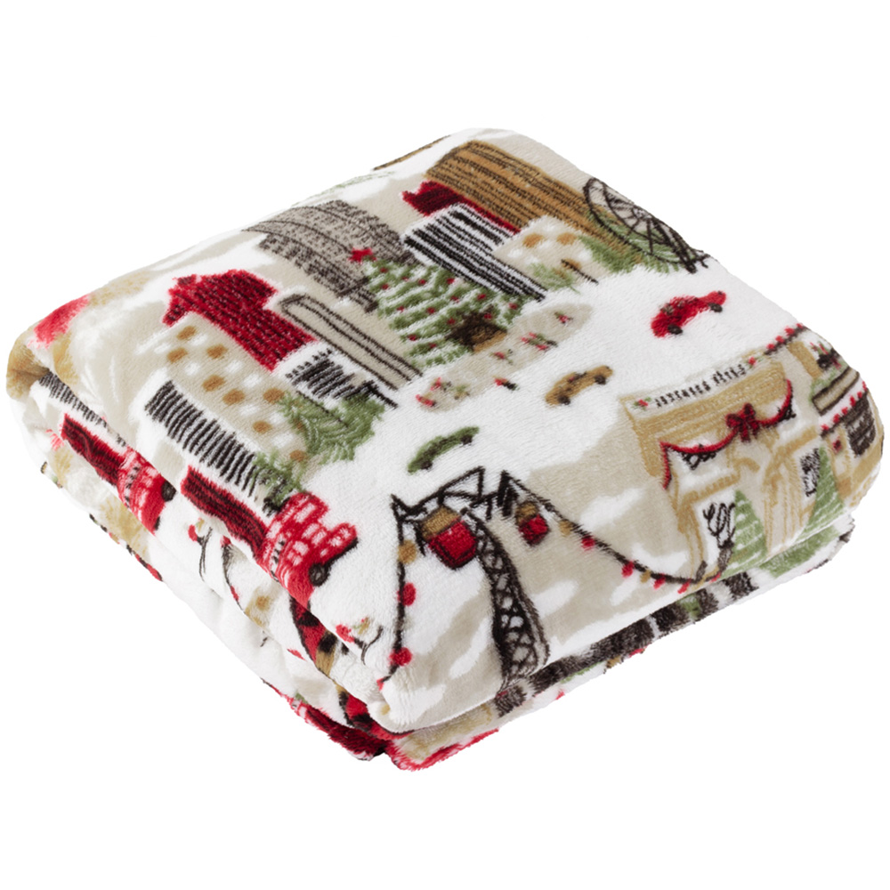 Furn Cream Joy To All Printed Fleece Throw 140 x 180cm Image 1