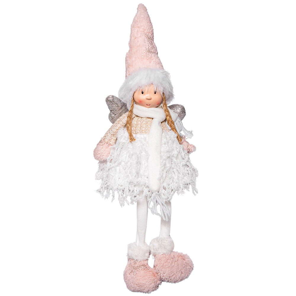 Samuel Alexander Light Up Pink and White Plush Christmas Angel with Dangly Legs Image 1