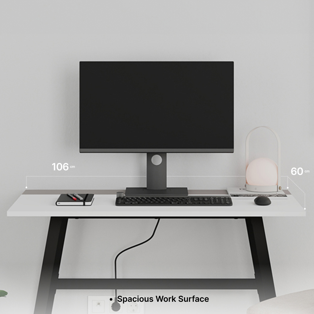 Decortie Kemre Metal Leg Modern Computer Desk Black White and Mocha Grey Image 4