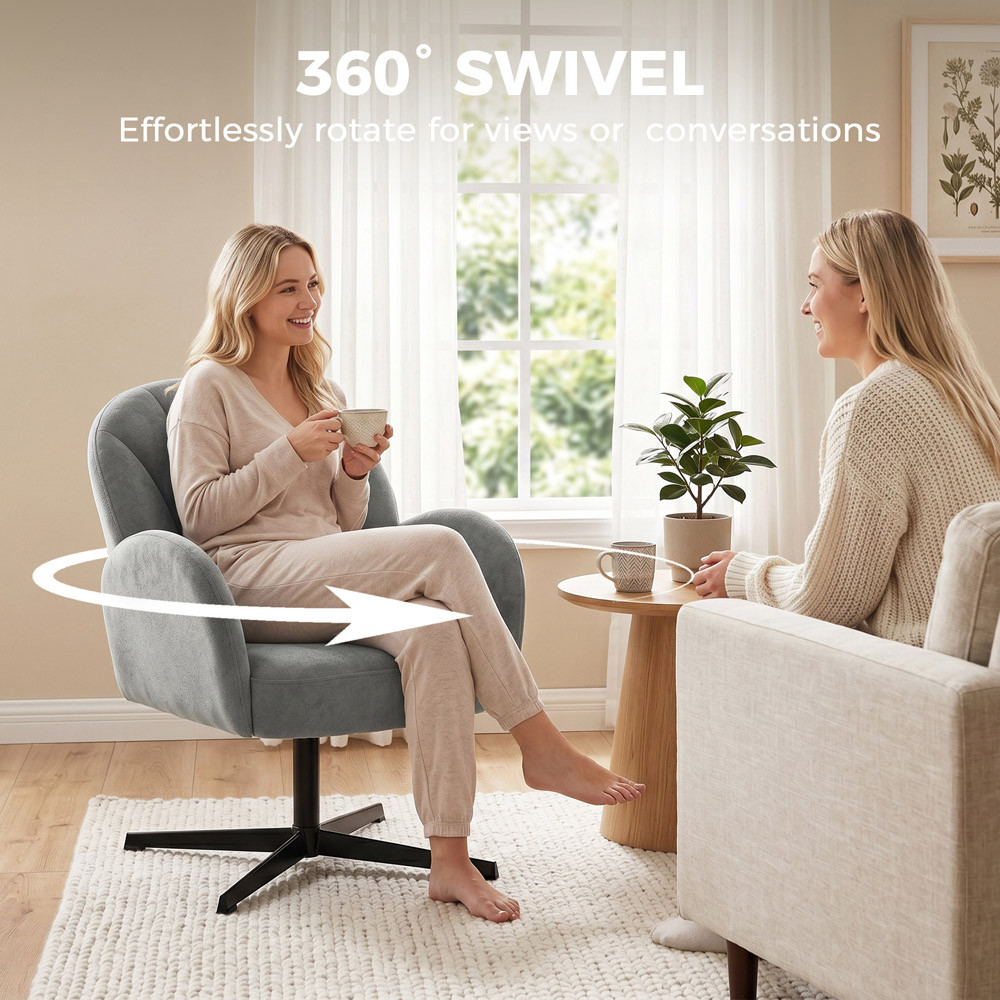 HOMCOM Grey Modern Swivel Accent Chair Image 6