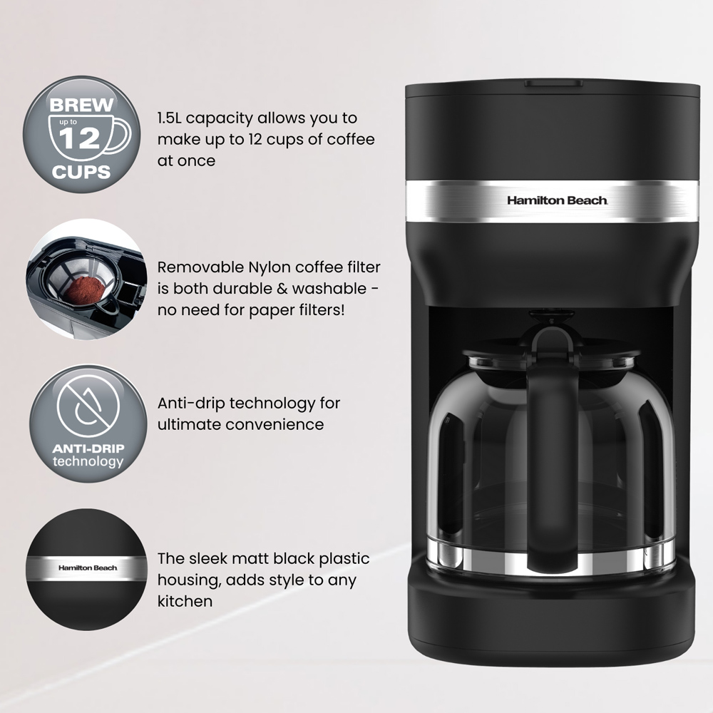 Hamilton Beach Ella HBC9453MB Black Filter Coffee Machine Image 9