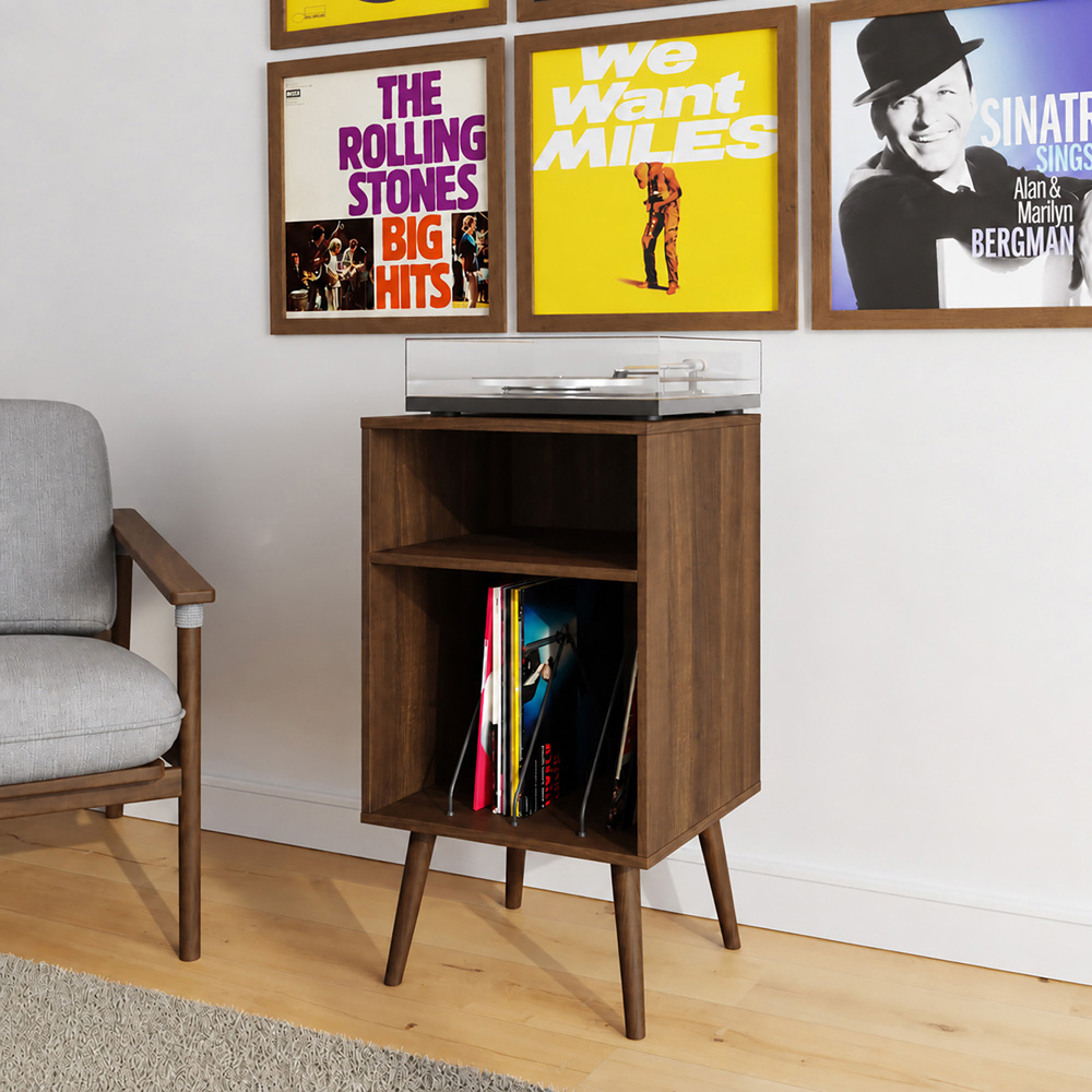 GFW Jaxon 2 Shelf Walnut Compact Open Turntable Stand Image 8