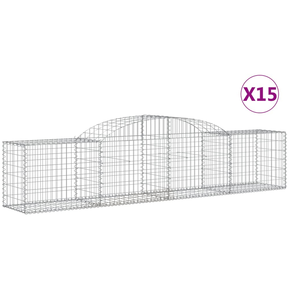 vidaXL Silver Galvanised Iron Arched Gabion Basket 300 x 50 x 60/80cm 15 Pack Image 4