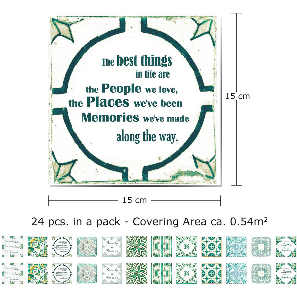 Walplus English Quote Vintage Green Tile Sticker 24 Pack Image 6