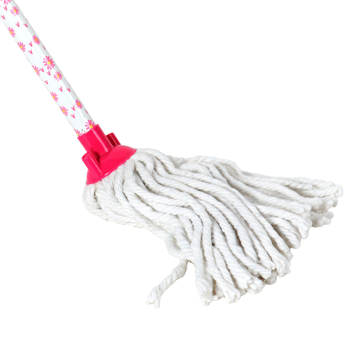 Daisy Pink Cotton String Mop with Long Handle Image 2