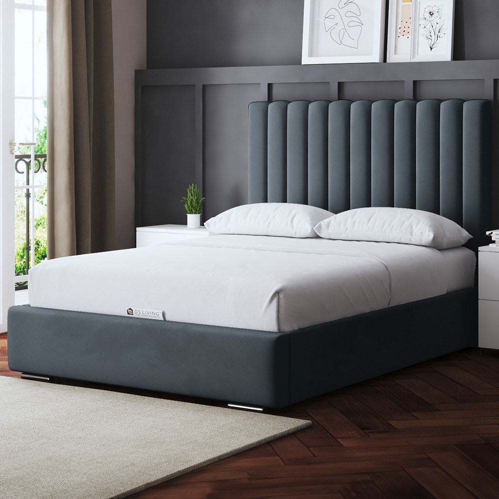 DS Living Evangeline Super King Steel Upholstered Bed Frame with Headboard Image 1