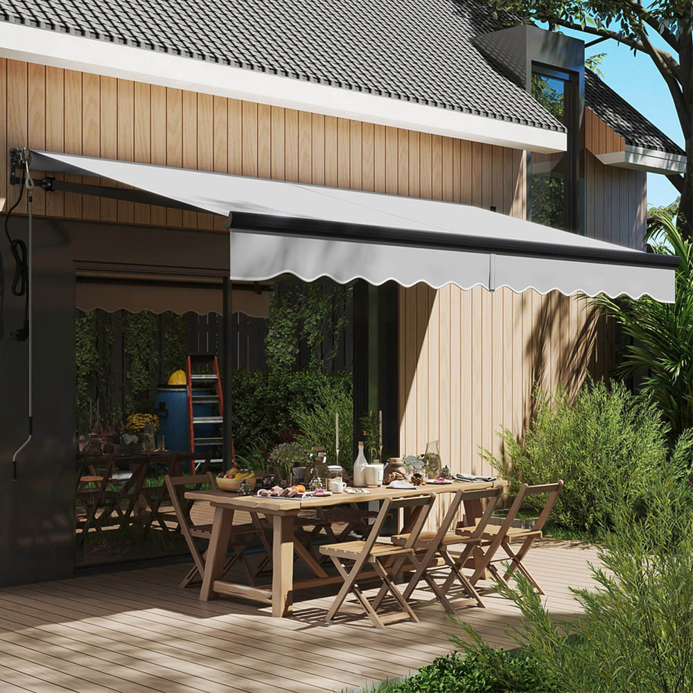 Outsunny 3.5 x 3m Light Grey Electric Retractable Awning Image 1