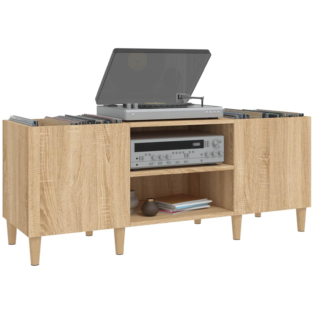 vidaXL 2 Shelf Sonoma Oak Wide Record Cabinet Image 4