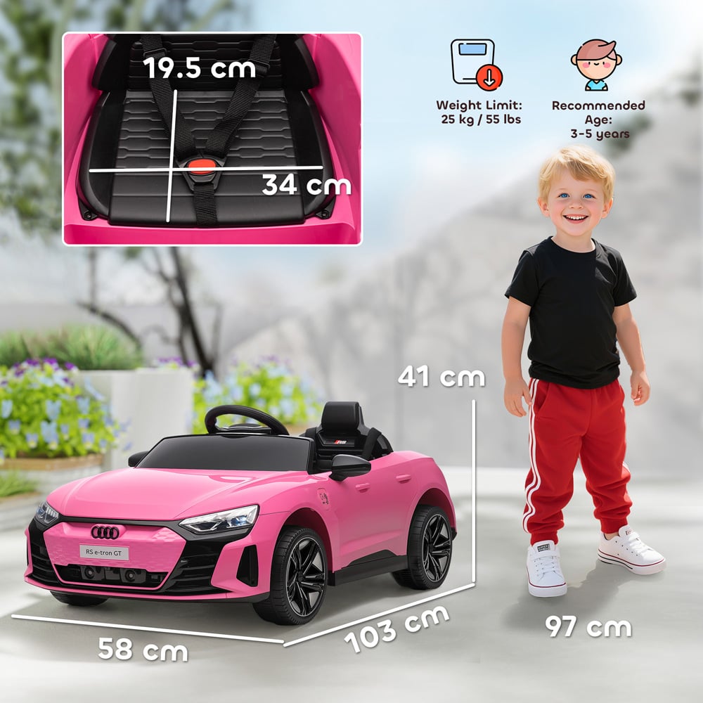 Tommy Toys Pink Licensed Audi RS e-tron GT Kids Electric Ride On Car with Remote 12V Image 9