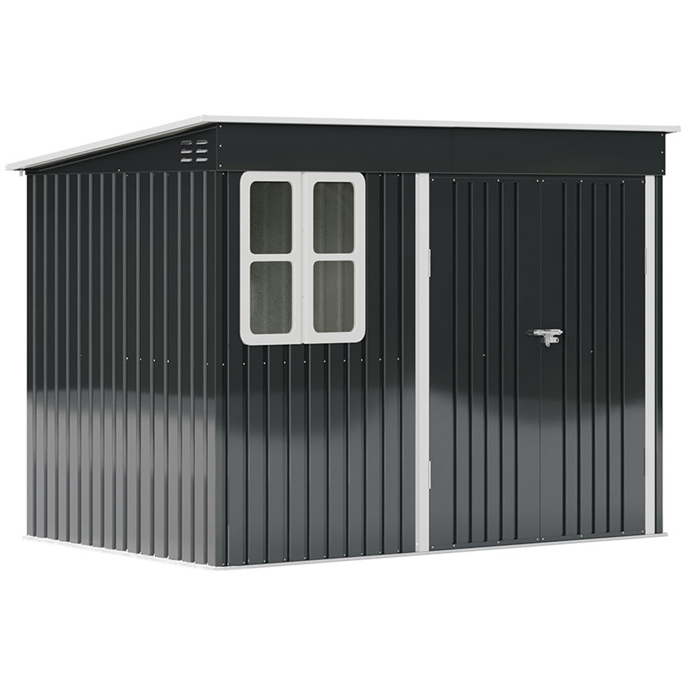 Living and Home 9 x 6ft Anthracite Metal Pent Garden Storage Shed Image 1