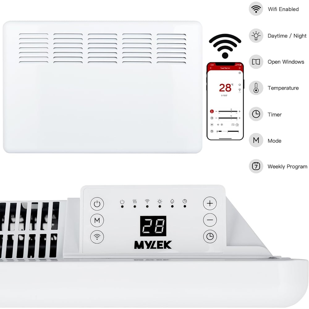 Mylek White App Controlled Panel Heater 1500W Image 6