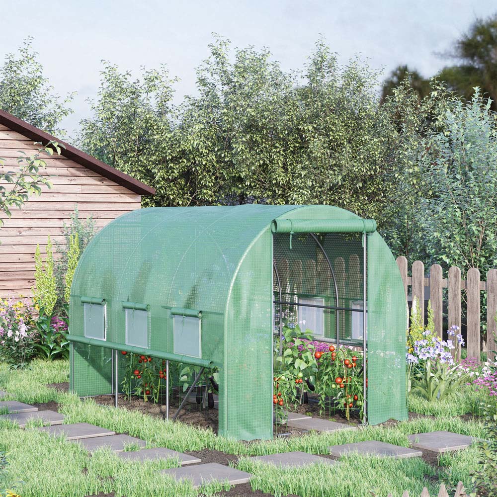 Outsunny Green 9.5 x 6.5ft Polytunnel Greenhouse Image 2