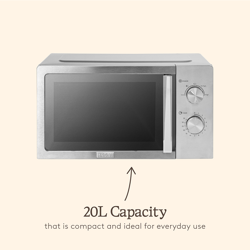Haden 214638 Stainless Steel 20L Manual Microwave 800W Image 2