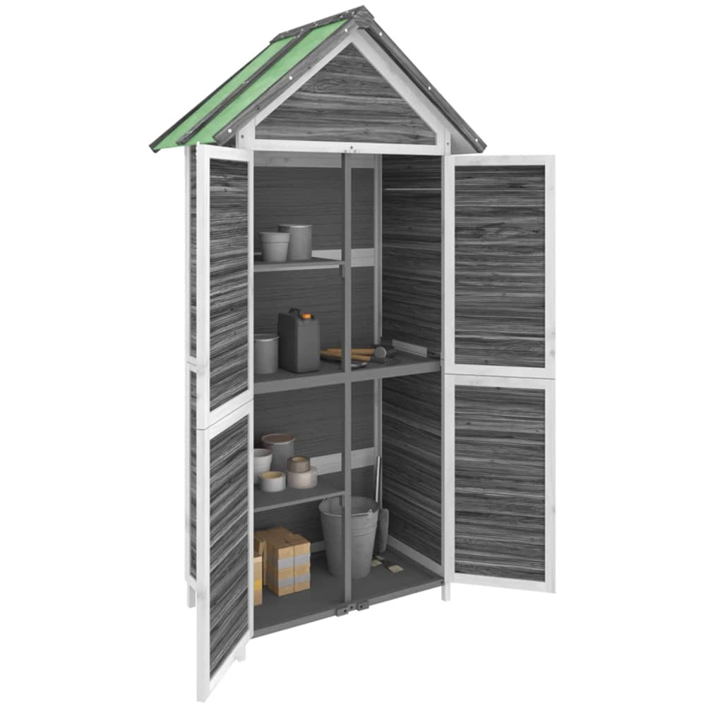 vidaXL 2.9 x 1.7ft Grey Wooden Apex Garden Tool Shed Image 3