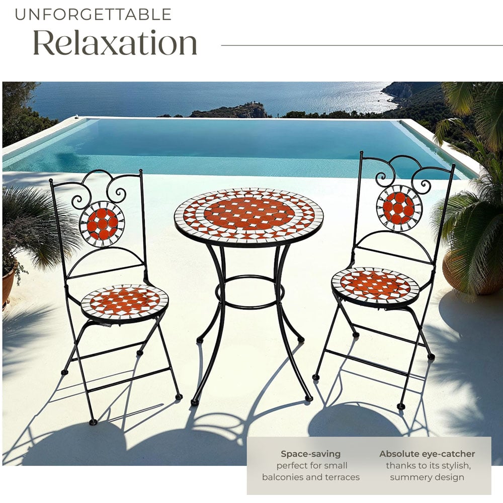 tectake 2 Seater Mosaic Patio Bistro Set Image 4