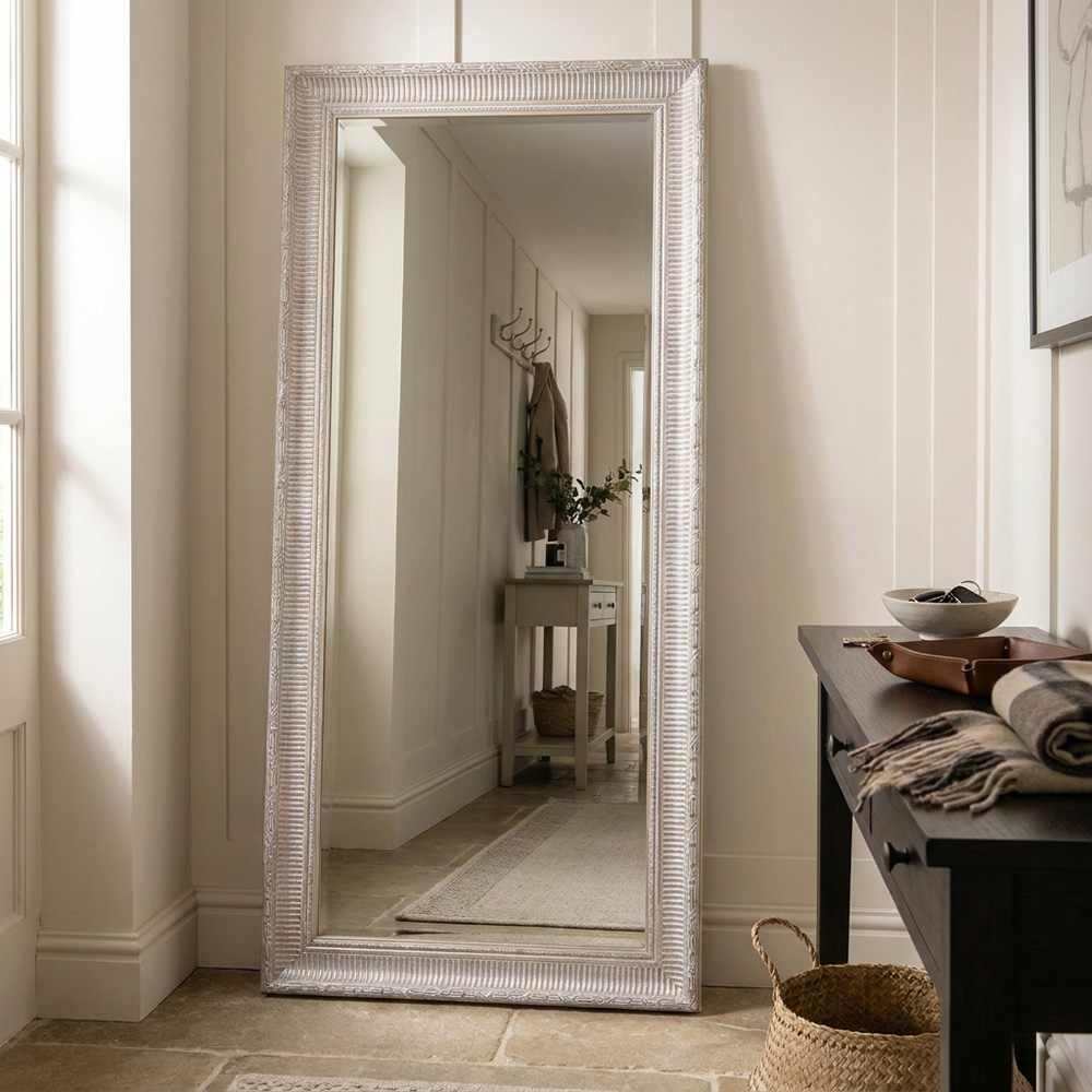 Iyla Carved Washed Wooden Mirror Image 6