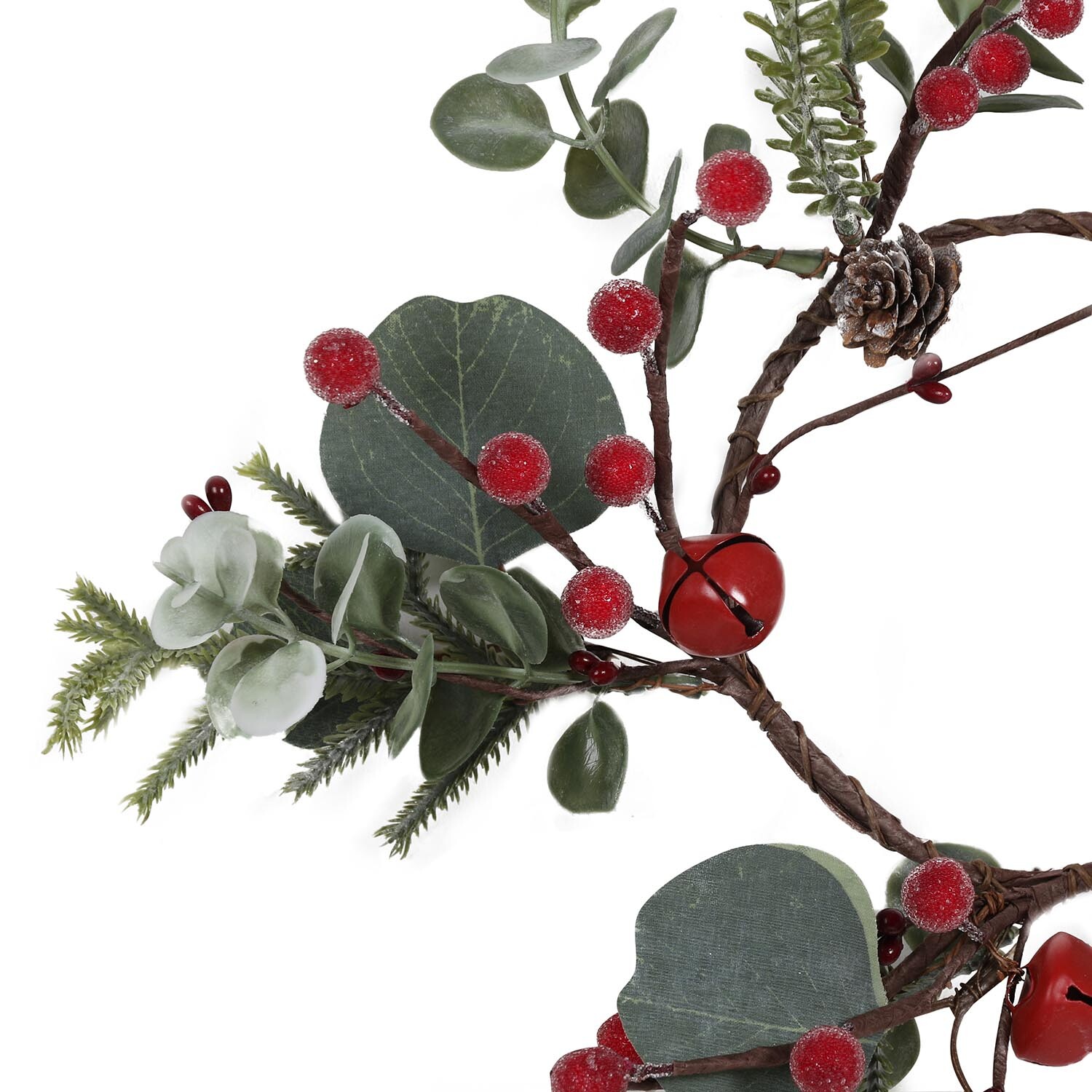 Green Candle Ring with Red Berry with Bells Image 2