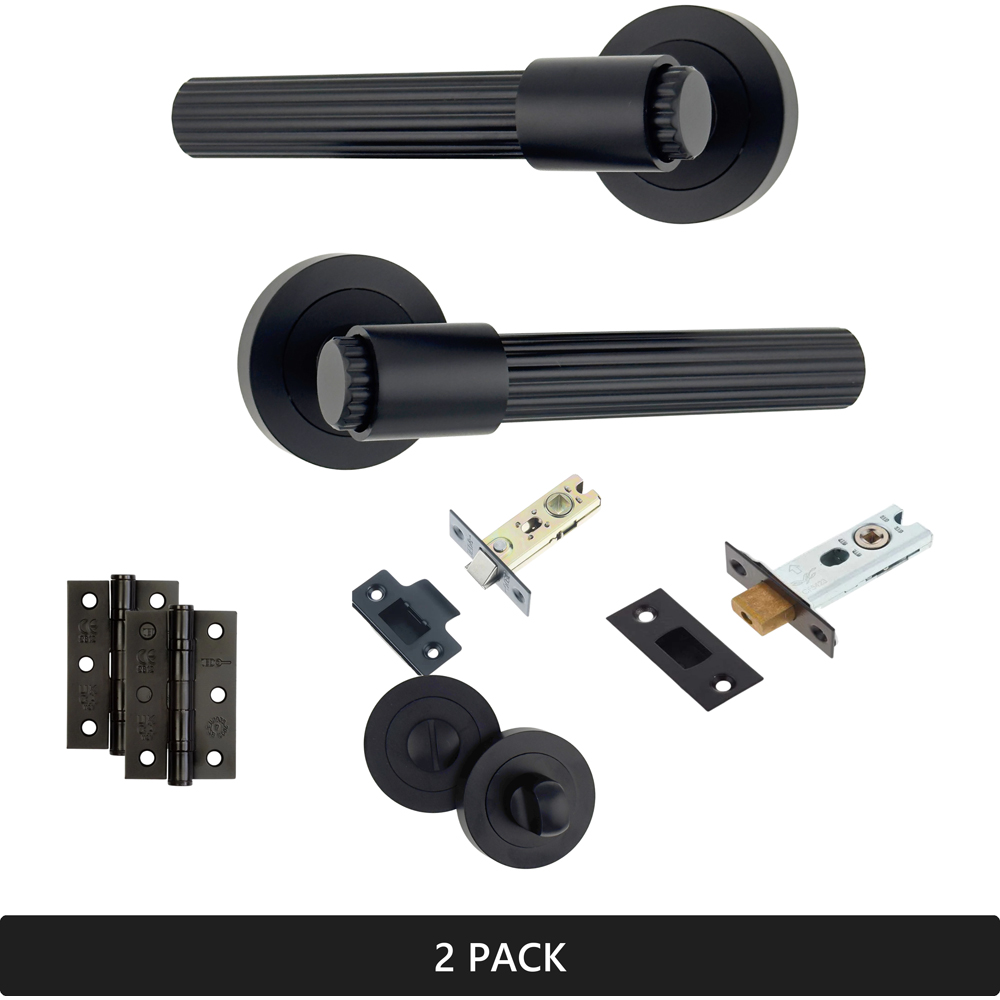 AXS Hardware Nevada Black Bathroom Door Handles on Rose 2 Pack Image 8
