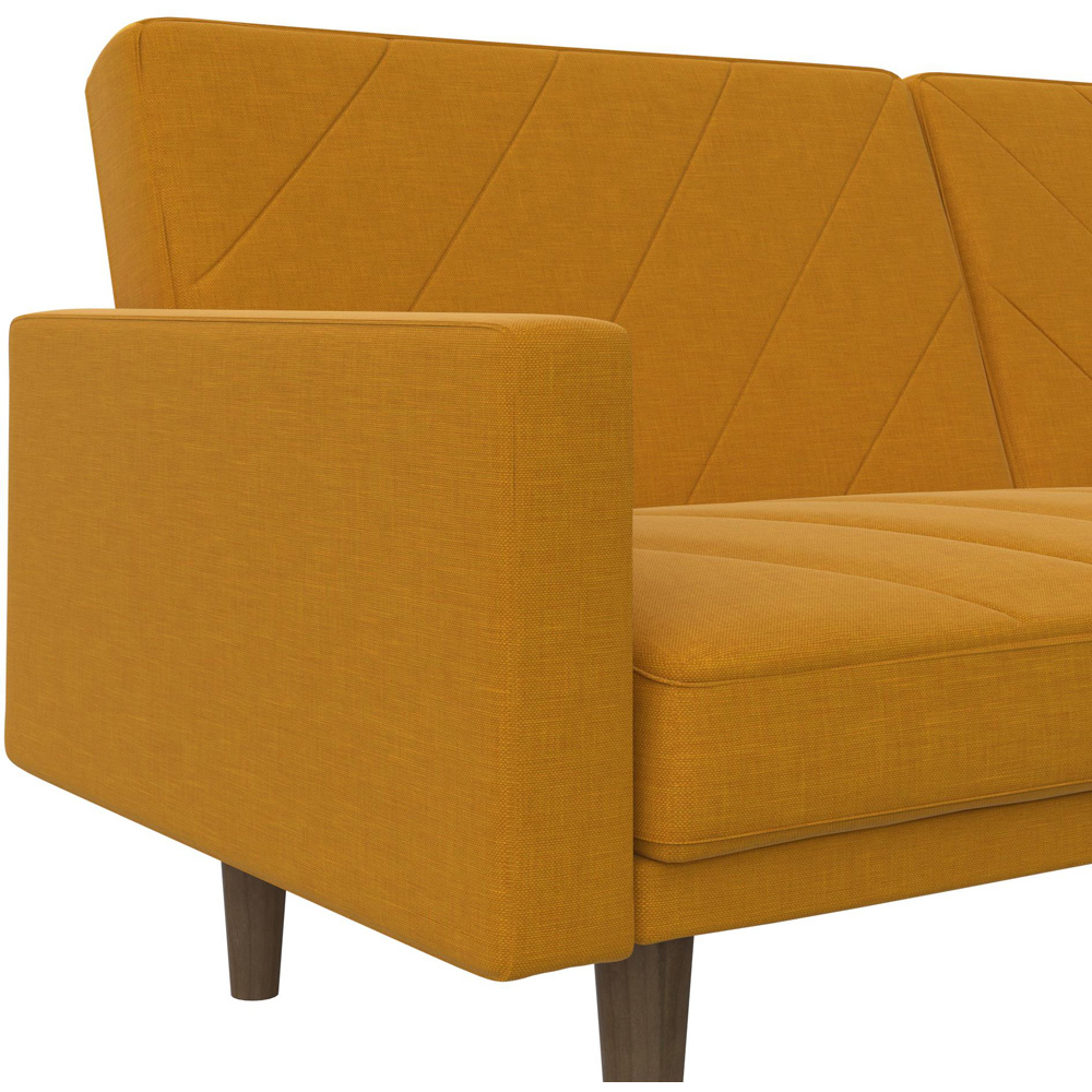 Dorel Paxson 3 Seater Linen Mustard Sofa Bed with Wooden Feet | Wilko