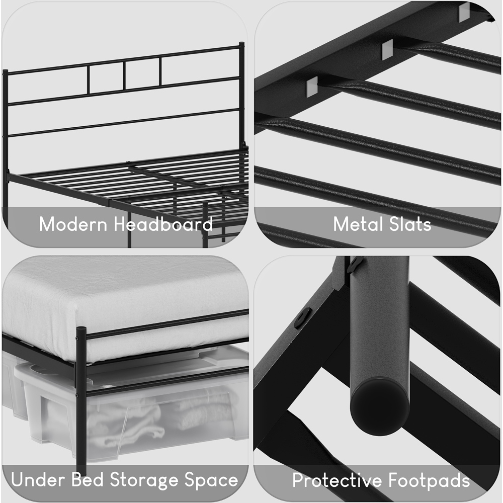 Vida Designs Dorset Double Black Metal Bed Frame Image 5