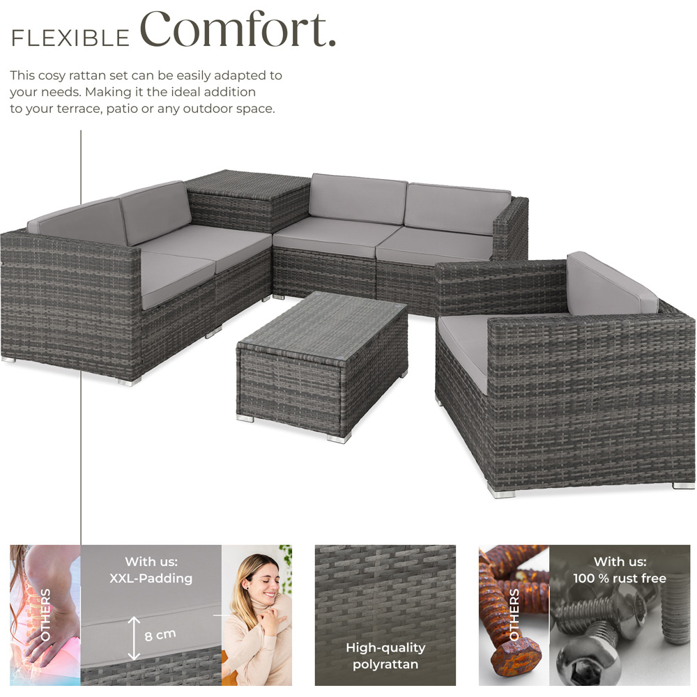 tectake Pisa 5 Seater Grey Garden Sofa Set Image 3