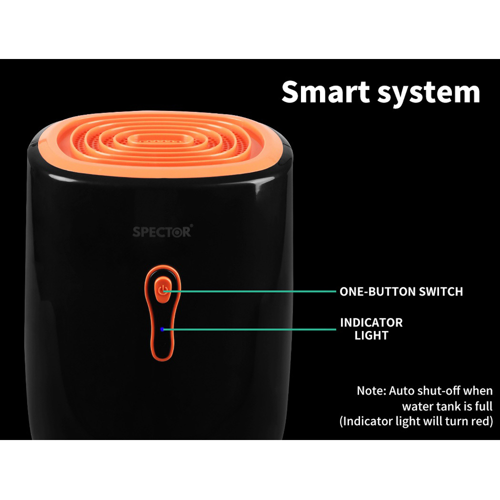 Spector Moisture Black and Orange Mini Dehumidifier 800ml Image 5