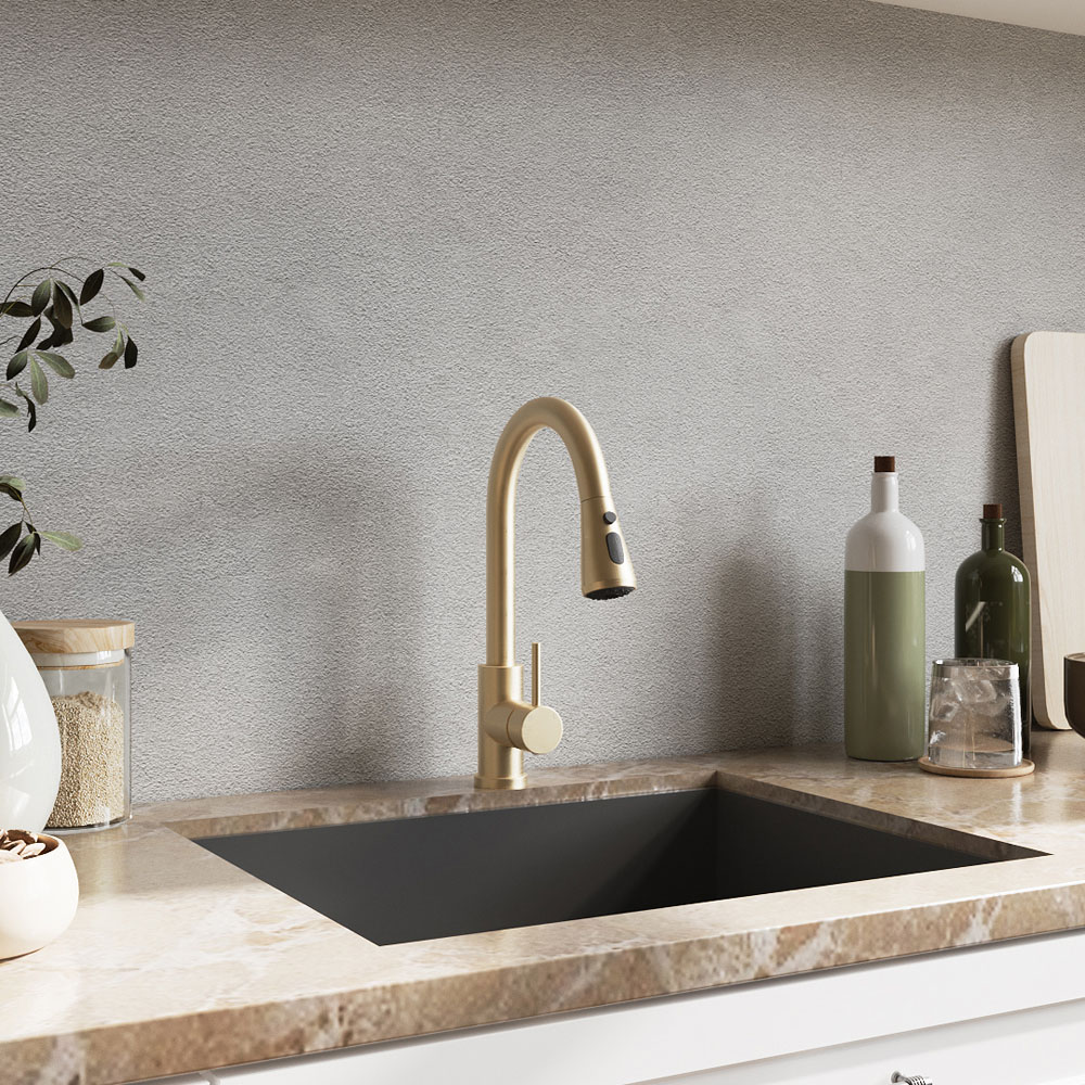 Living and Home Golden 304 Stainless Steel Pull Down Sensor Kitchen Faucet with LED Light Image 2