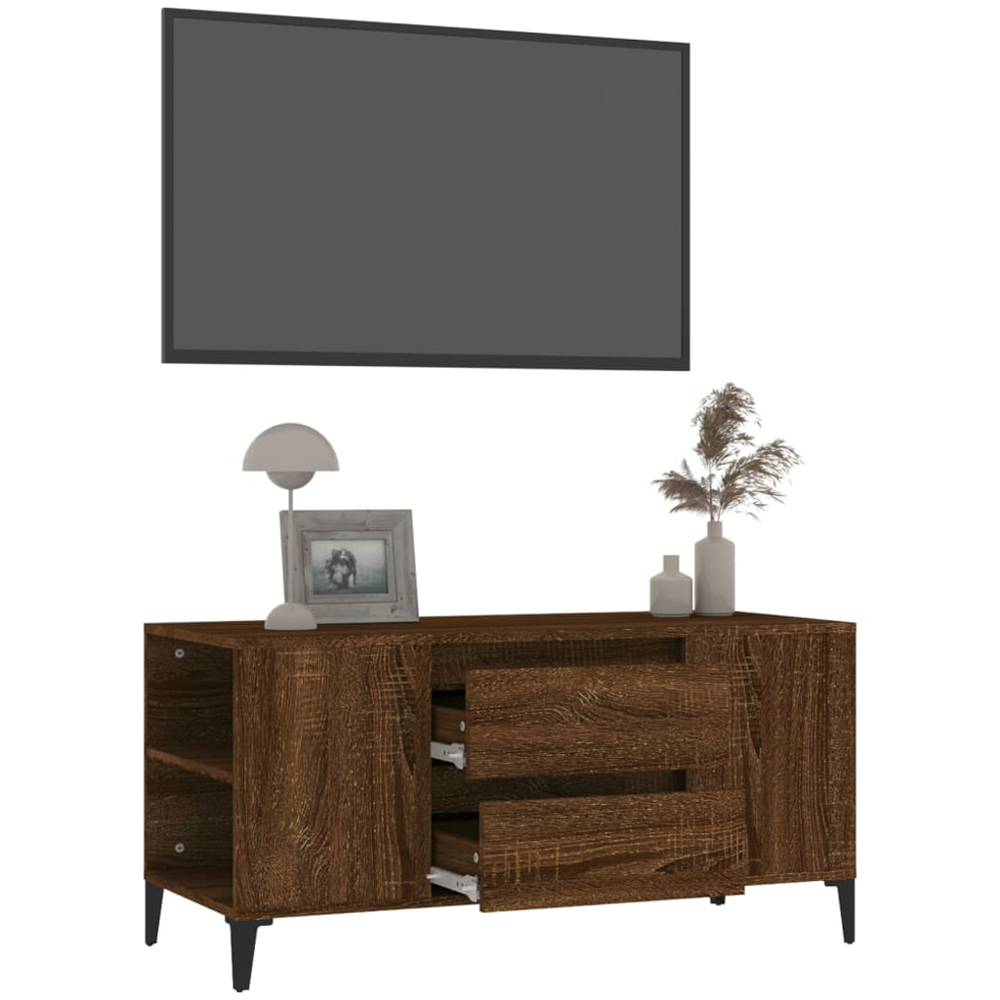 vidaXL 2 Drawer 4 Shelf Brown Oak TV Cabinet Image 5