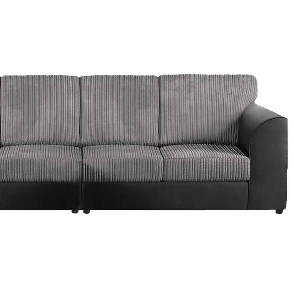 Luxor 4 Seater Black and Grey Jumbo Cord Full Back Sofa Image 4