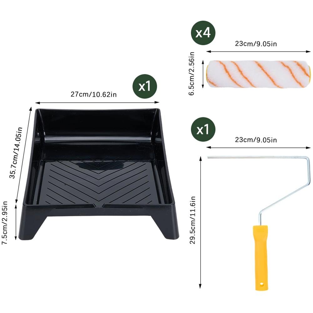 Living and Home 5 Piece 9 inch Paint Roller Set with Paint Tray Image 8