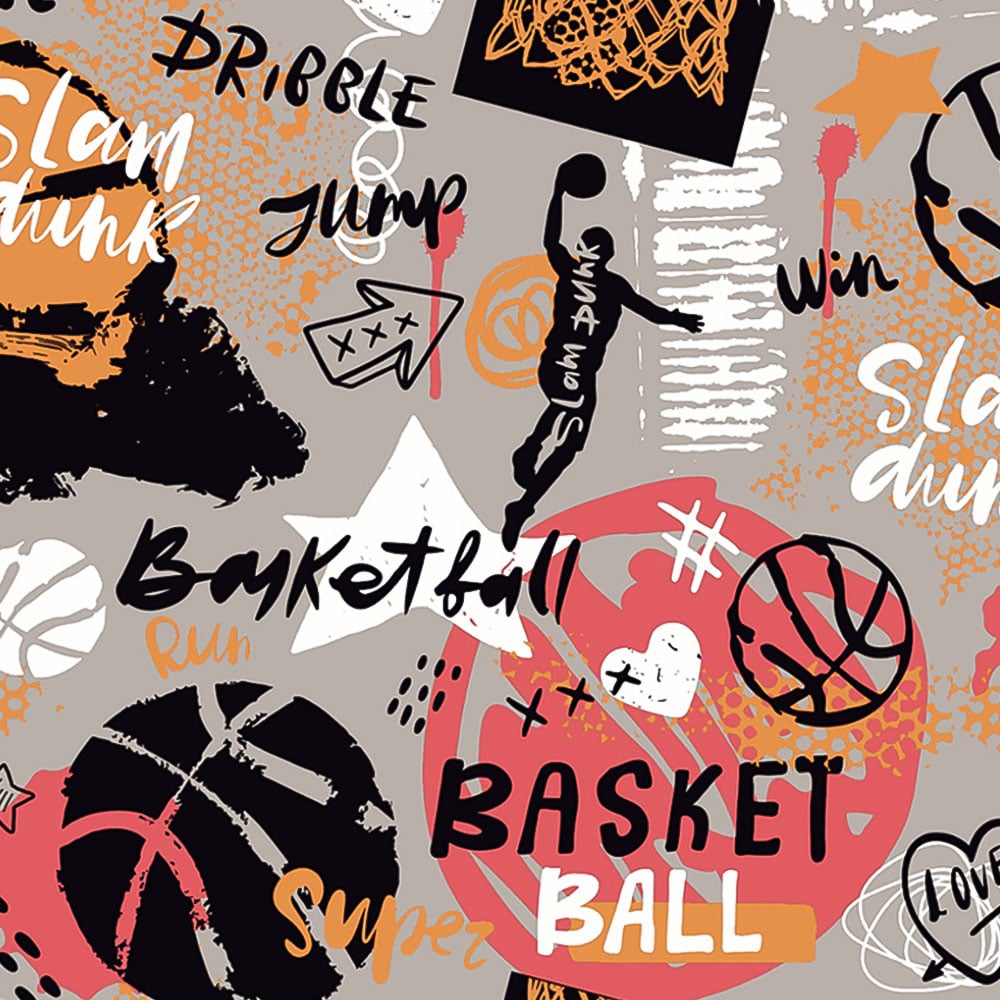 Origin Murals Graffiti Basketball Orange Wall Mural Image 2