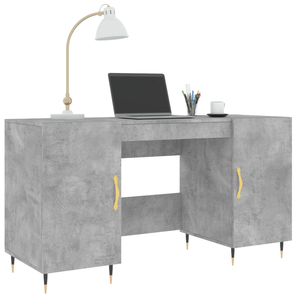vidaXL 2 Door Computer Desk Concrete Grey Image 3