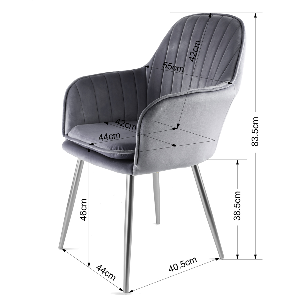 Muse Accent Chair in Velvet Upholstery - Grey Image 6