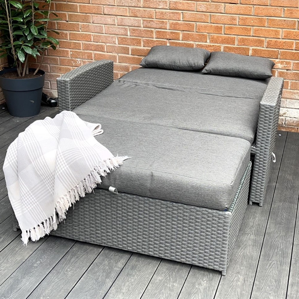 Outdoor Living Oasis 2 Seater Grey Sofa Daybed Set Image 6