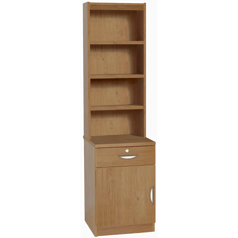 R White Cabinets Single Door Single Drawer 4 Shelf Brown Cupboard with Hutch Image 2