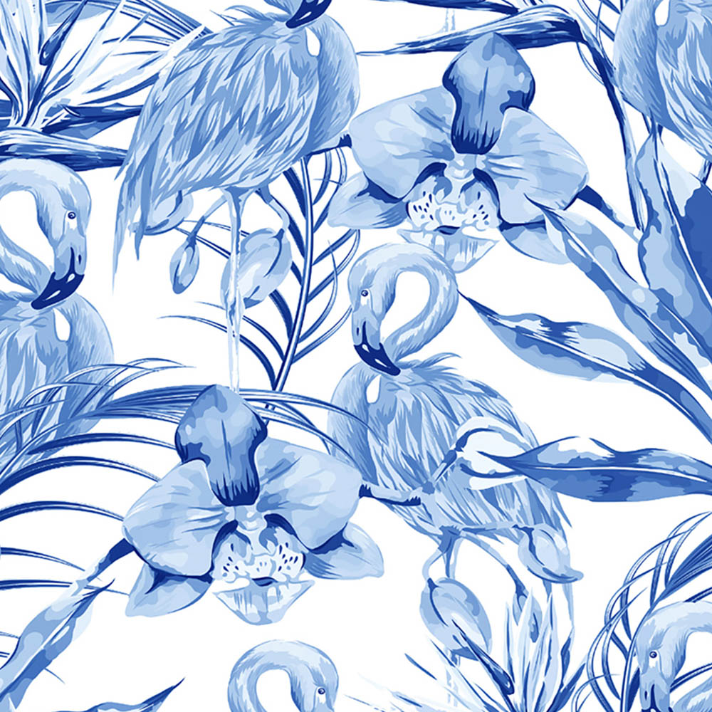 Origin Murals Paradise Flamingo Blue Wall Mural Image 2