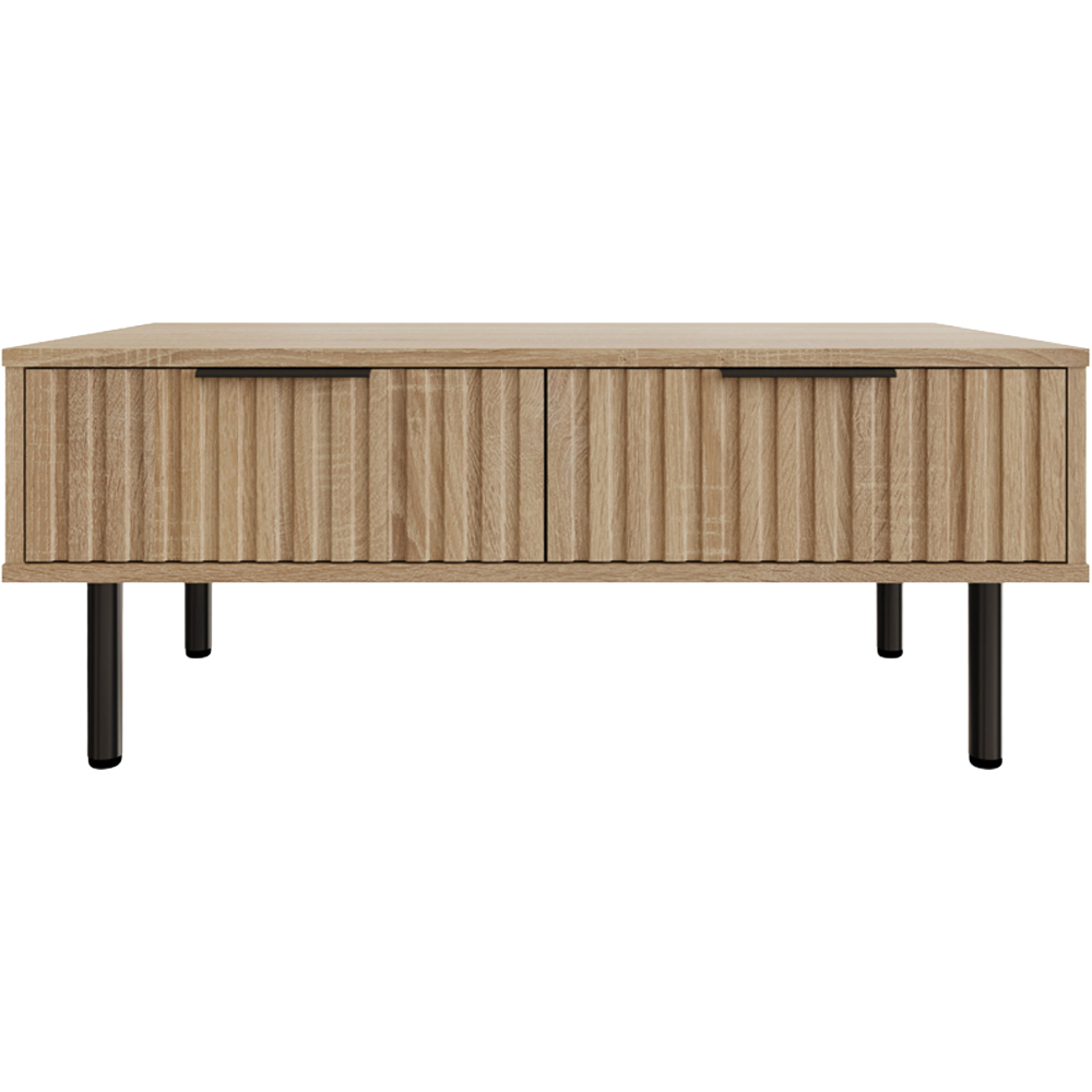 GFW Nervata 2 Drawer Oak Coffee Table Image 4