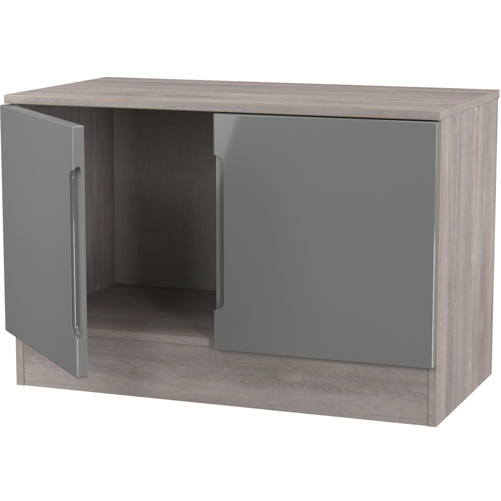 Crowndale Milan 2 Door Grey Gloss and Grey Oak Compact Storage Unit Image 5